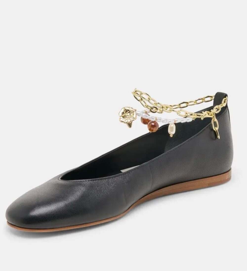 dolce vita Baiden Ballerina Flats  Black Leather Size 9 - Picture 3 of 9